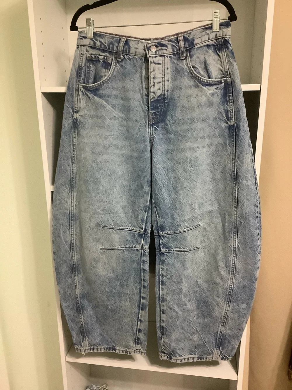 Free People We The Free Good Luck Mid-Rise Wide Leg Barrel Jeans Womens Size 27